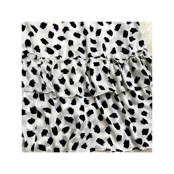 Stylish Black and White Ruffle Mini Dress - Picture 5 of 10